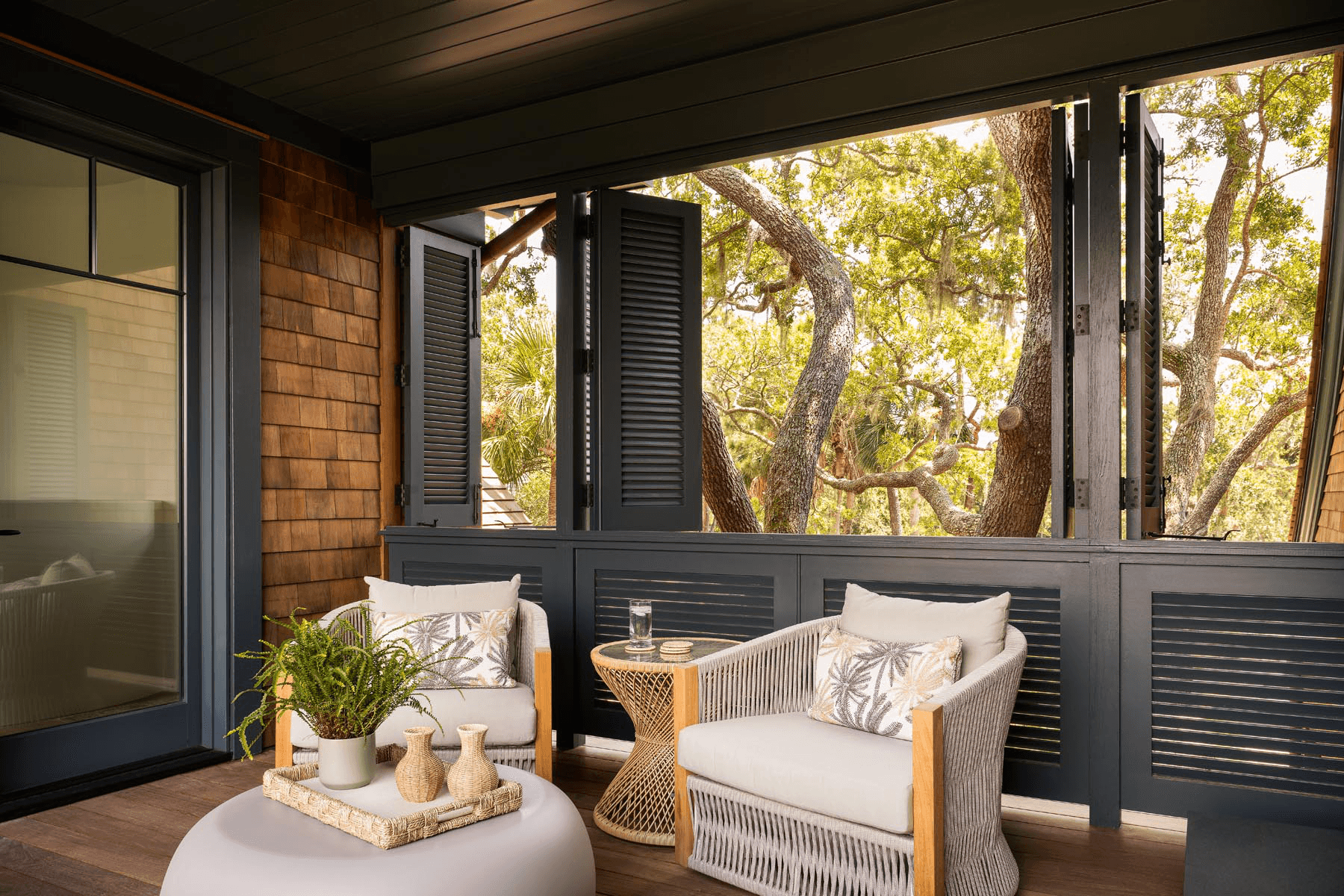 Luxury covered porch with refined outdoor living details
